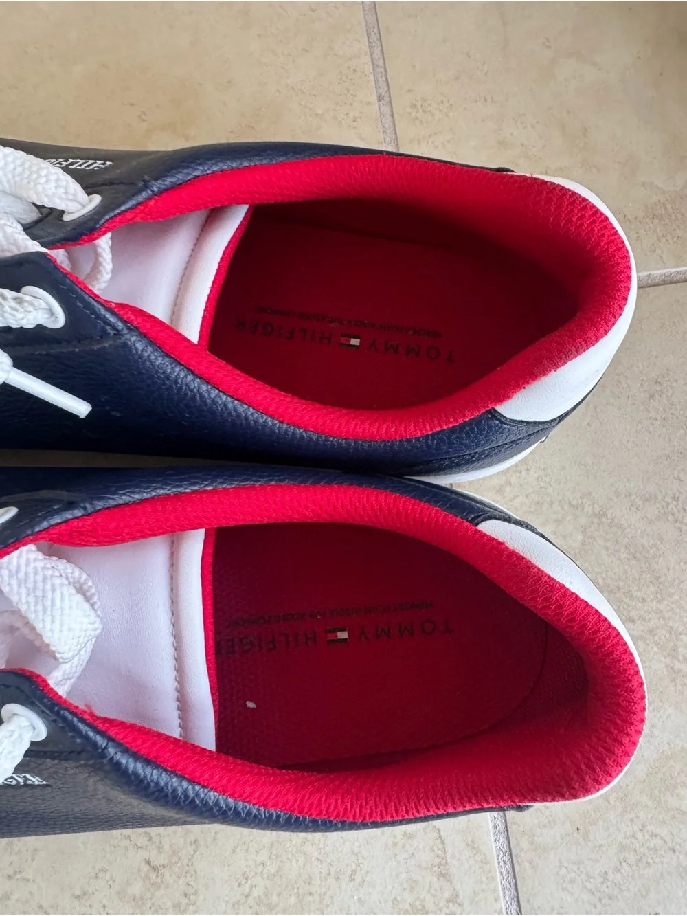 Tommy Hilfiger Navy Sneakers with Red Interior and White Laces